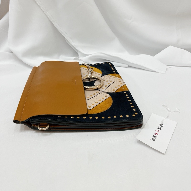 莉亞精品♡Chloe faye 咖藍色斜背包 二手-7