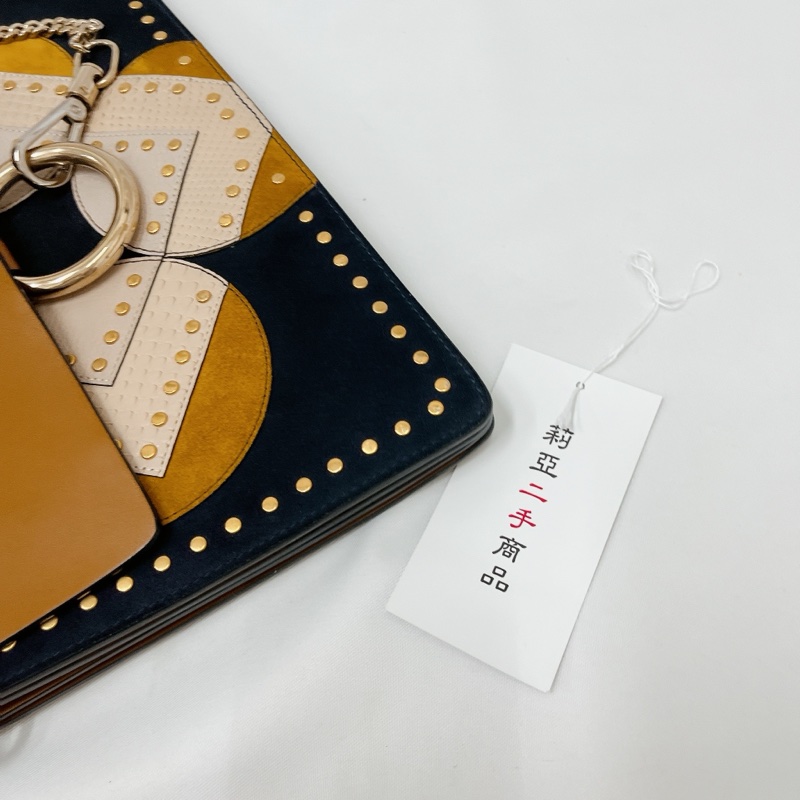 莉亞精品♡Chloe faye 咖藍色斜背包 二手-9