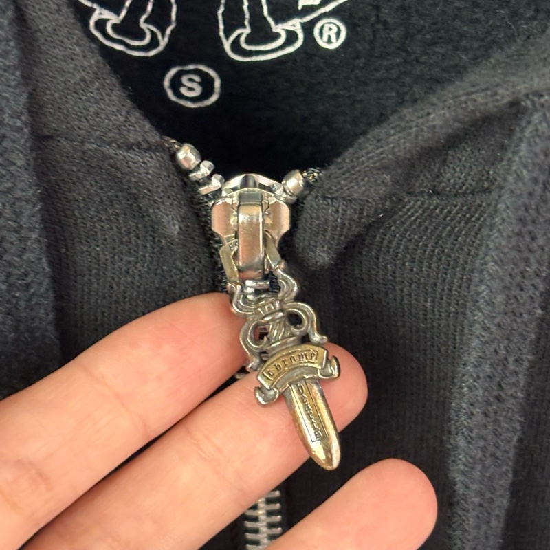 ::Chrome Hearts::  克羅心 限定款 滾石聯名 藍色舌頭 黑色拉鏈連帽外套 Small-4