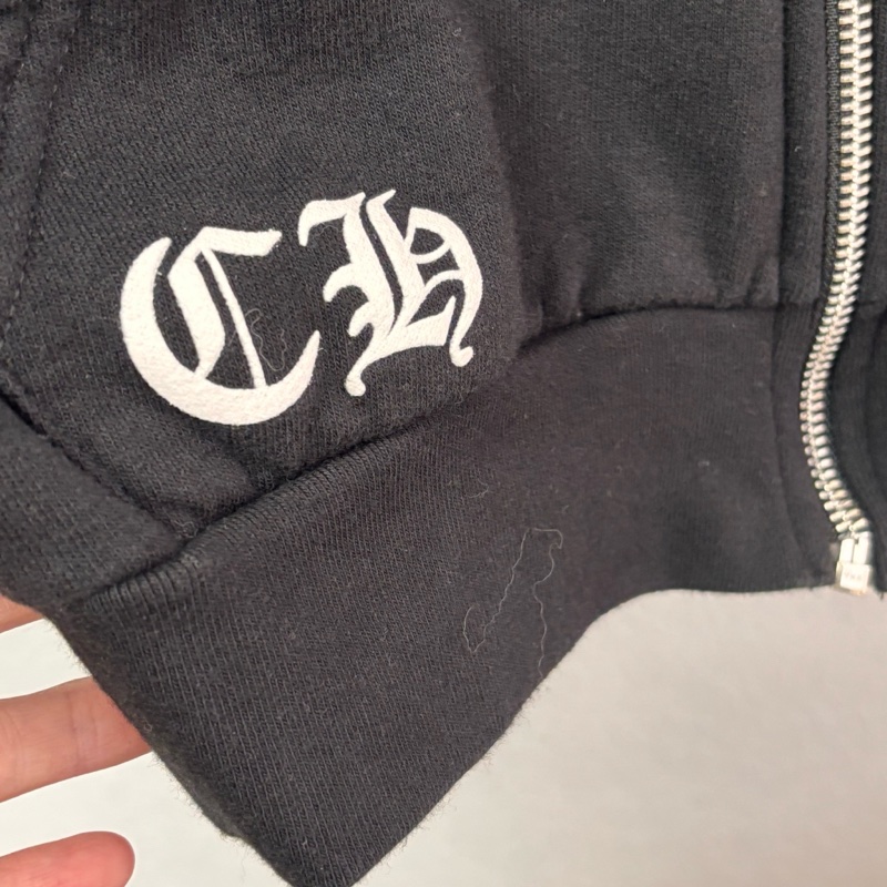 ::Chrome Hearts::  克羅心 限定款 滾石聯名 藍色舌頭 黑色拉鏈連帽外套 Small-5