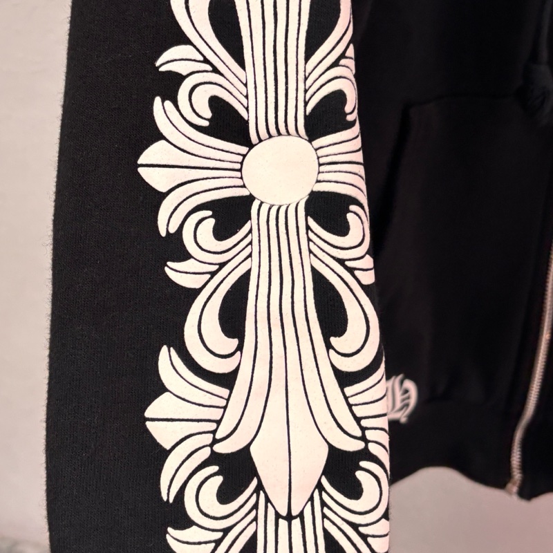 ::Chrome Hearts::  克羅心 限定款 滾石聯名 藍色舌頭 黑色拉鏈連帽外套 Small-11
