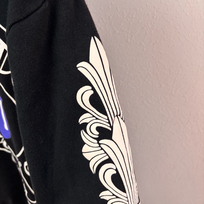 ::Chrome Hearts::  克羅心 限定款 滾石聯名 藍色舌頭 黑色拉鏈連帽外套 Small-12