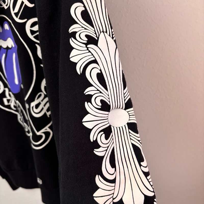 ::Chrome Hearts::  克羅心 限定款 滾石聯名 藍色舌頭 黑色拉鏈連帽外套 Small-13