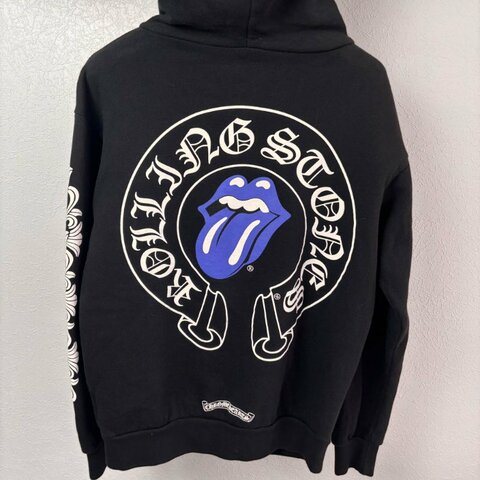 ::Chrome Hearts::  克羅心 限定款 滾石聯名 藍色舌頭 黑色拉鏈連帽外套 Small