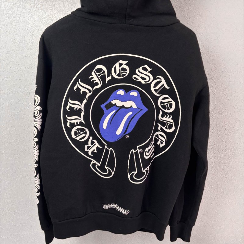 ::Chrome Hearts:: 克羅心 限定款 滾石聯名 藍色舌頭 黑色拉鏈連帽外套 Small-0