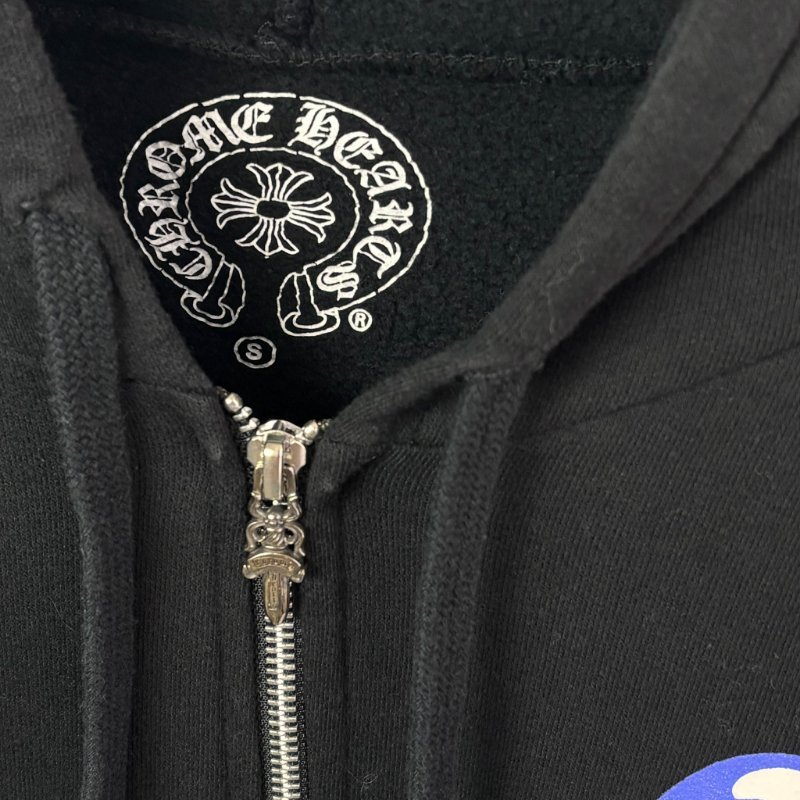 ::Chrome Hearts:: 克羅心 限定款 滾石聯名 藍色舌頭 黑色拉鏈連帽外套 Small-3