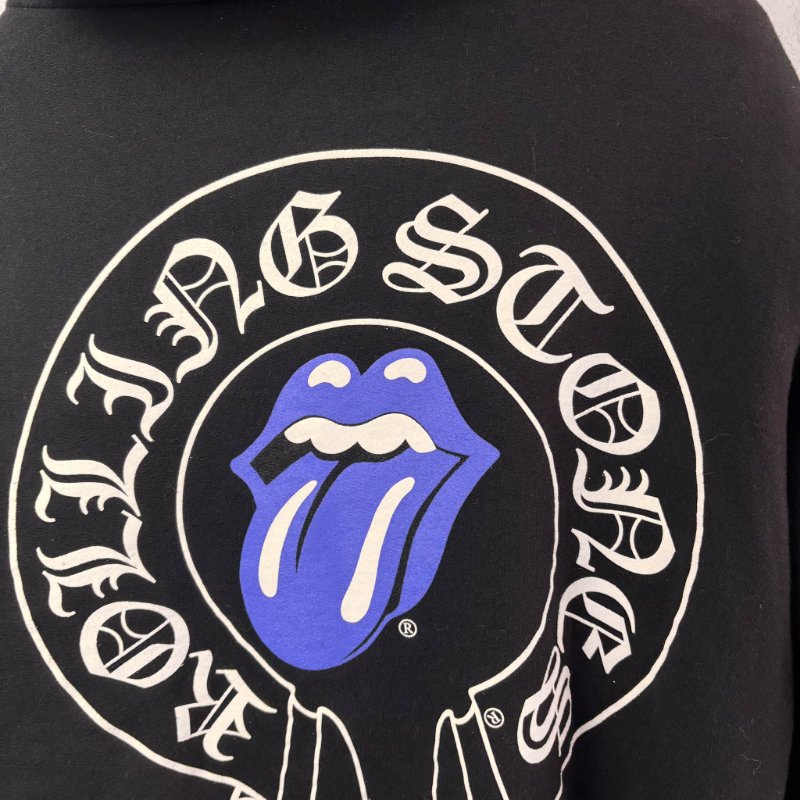 ::Chrome Hearts:: 克羅心 限定款 滾石聯名 藍色舌頭 黑色拉鏈連帽外套 Small-9