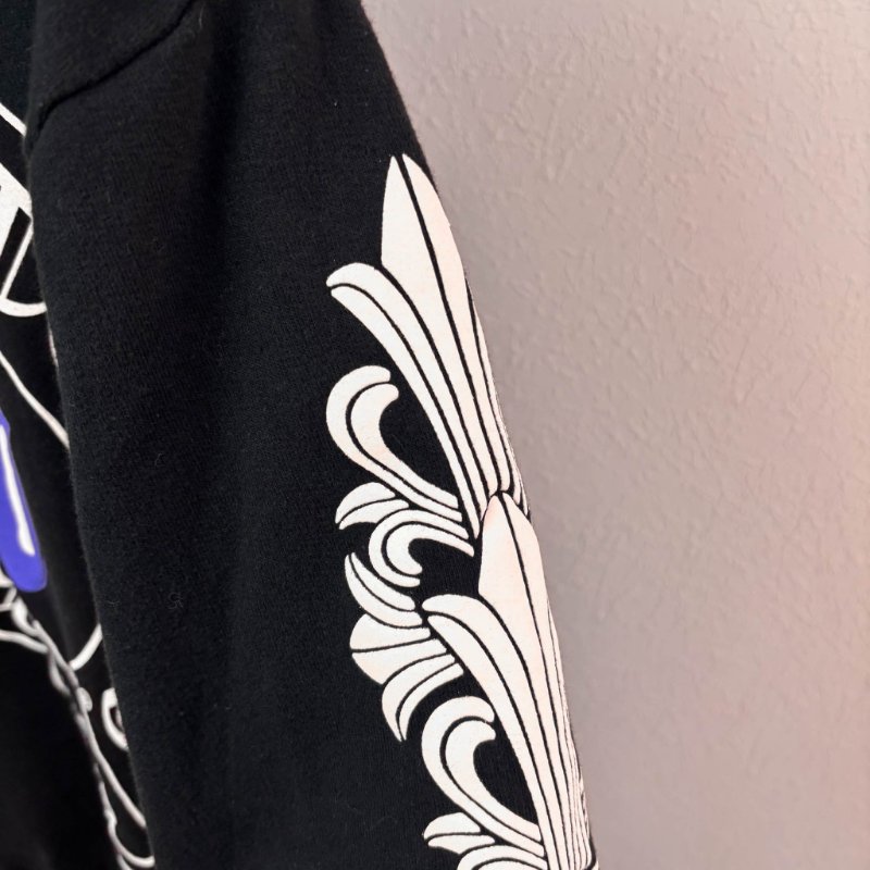 ::Chrome Hearts:: 克羅心 限定款 滾石聯名 藍色舌頭 黑色拉鏈連帽外套 Small-10