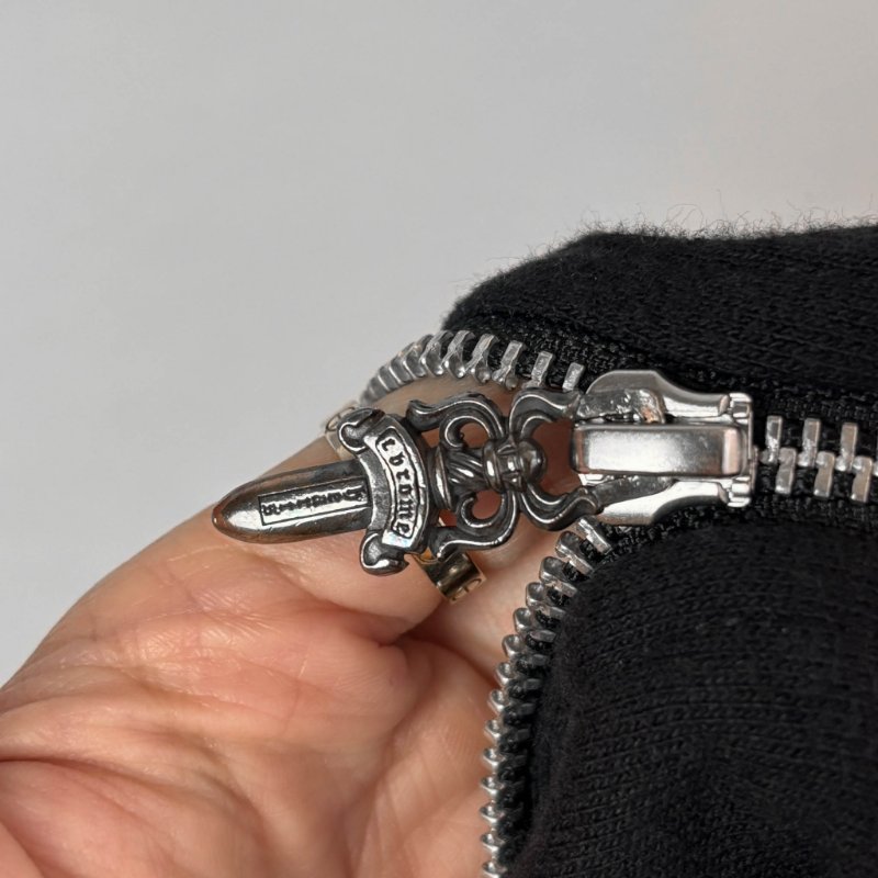 ::Chrome Hearts:: 克羅心 限定款 滾石聯名 藍色舌頭 黑色拉鏈連帽外套 Small-18