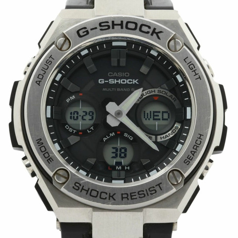 Casio G-SHOCK G-STEEL GSTW100 系列腕錶 (GSTW1101AJF) 黑色錶盤樹脂/不鏽鋼男士數位模擬雙顯腕錶