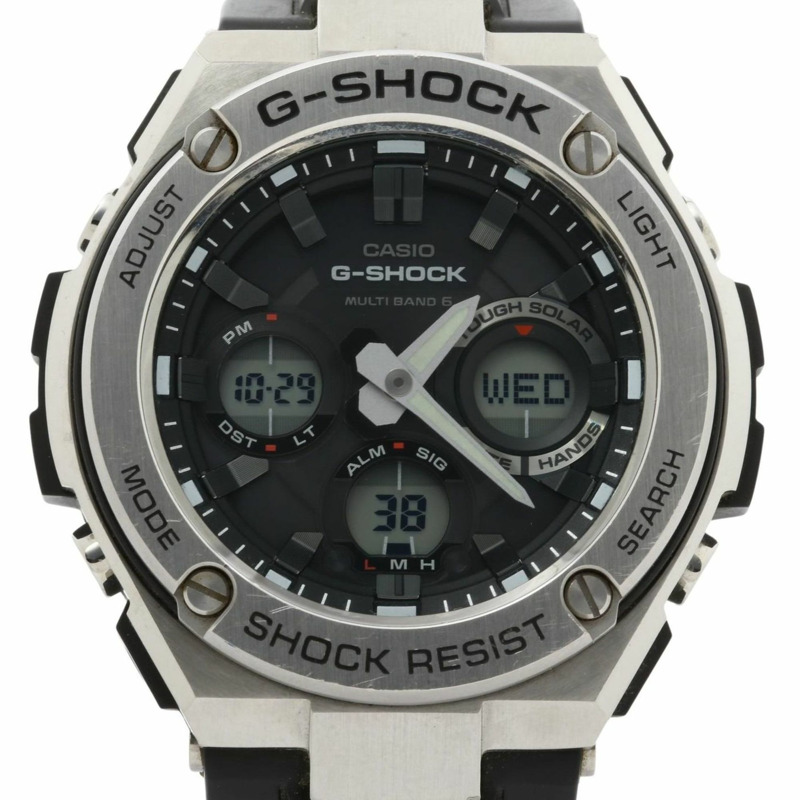 Casio G-SHOCK G-STEEL GSTW100 系列腕錶 (GSTW1101AJF) 黑色錶盤樹脂/不鏽鋼男士數位模擬雙顯腕錶-0