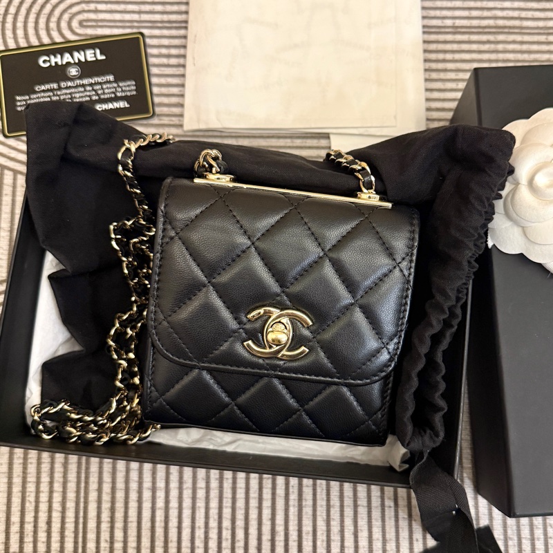 🌷迷你天菜！ Chanel 香奈兒 黑金羊皮 Trendy CC mini 保卡款-6