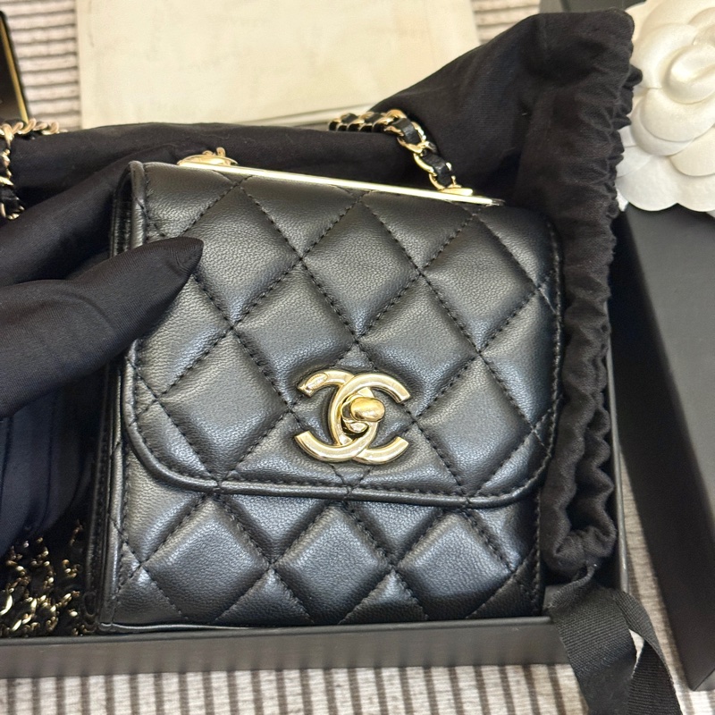 🌷迷你天菜！ Chanel 香奈兒 黑金羊皮 Trendy CC mini 保卡款-1