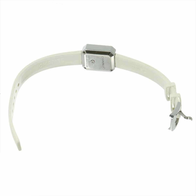 香奈兒 Premiere H2433 鑲鑽錶圈女錶，鑲嵌 4 顆鑽石，白色錶殼，橡膠錶帶，石英機芯-3