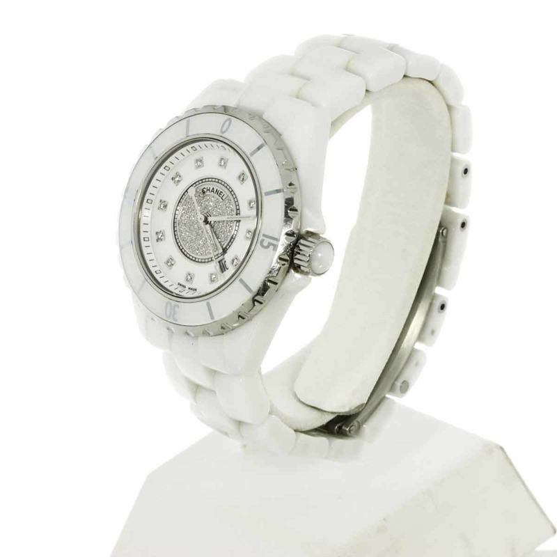 香奈兒 J12 33毫米 H2123 女士腕錶，鑲嵌12顆鑽石，日期顯示，白色陶瓷石英機芯-1
