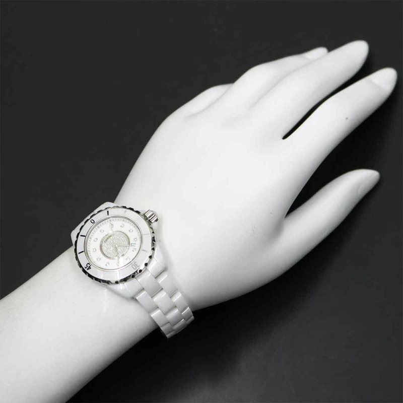 香奈兒 J12 33毫米 H2123 女士腕錶，鑲嵌12顆鑽石，日期顯示，白色陶瓷石英機芯-2