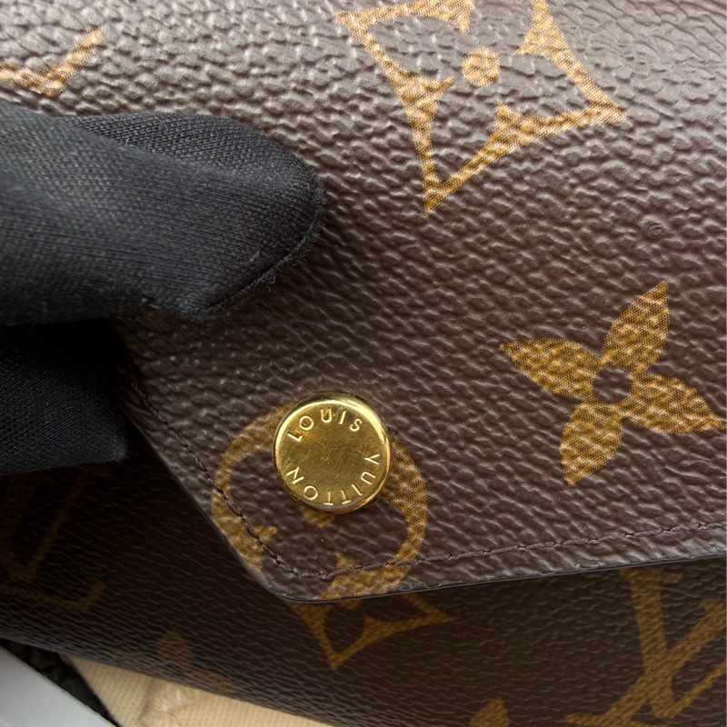 二手LV原花 M62472 Victorine 錢包金釦咖啡色內裡三折短夾-10