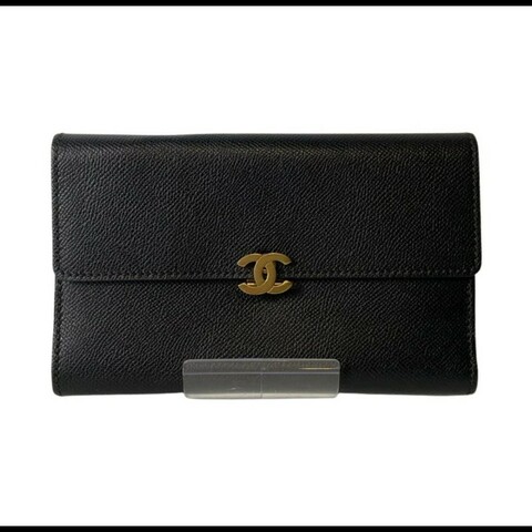 Chanel 古銅色Logo 黑色長夾