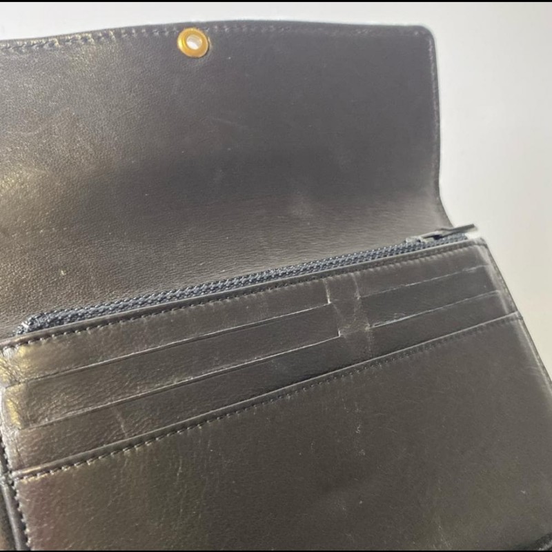 Chanel 古銅色Logo 黑色長夾-6