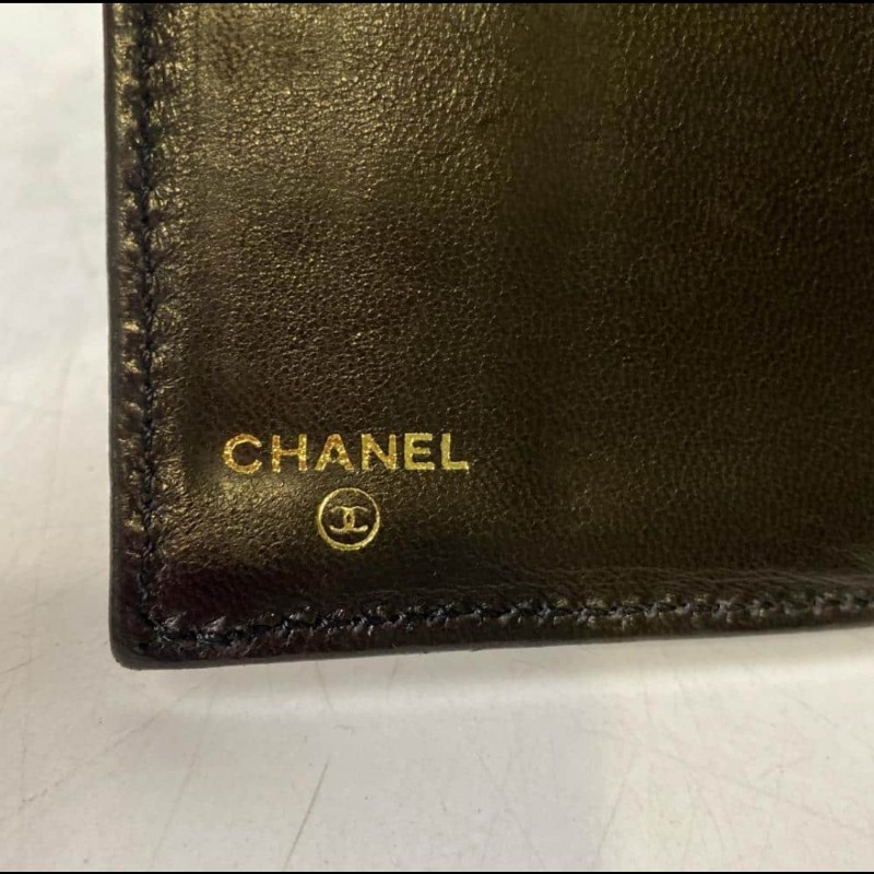 Chanel 古銅色Logo 黑色長夾-11