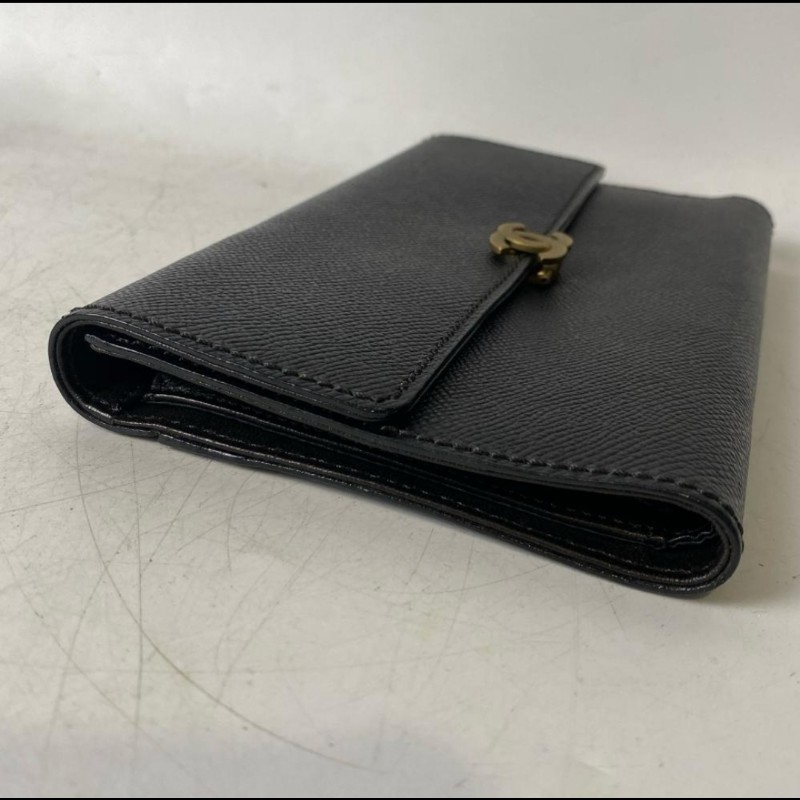 Chanel 古銅色Logo 黑色長夾-12