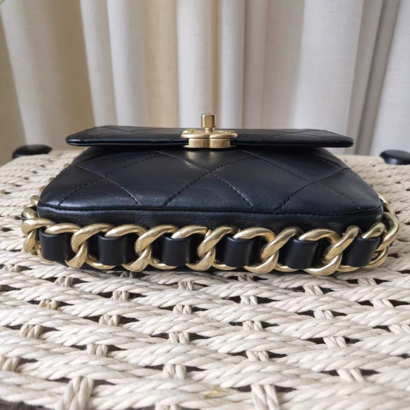 CHANEL 香奈兒21K芯片款粗鏈條方胖子單肩斜挎包-3