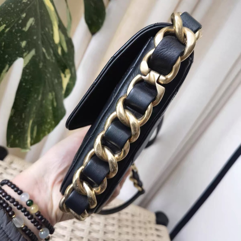 CHANEL 香奈兒21K芯片款粗鏈條方胖子單肩斜挎包-5