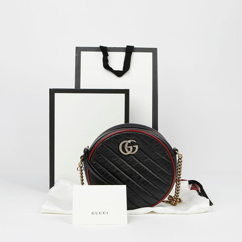 GUCCI GG Marmont 迷你圓形肩斜背包 550154