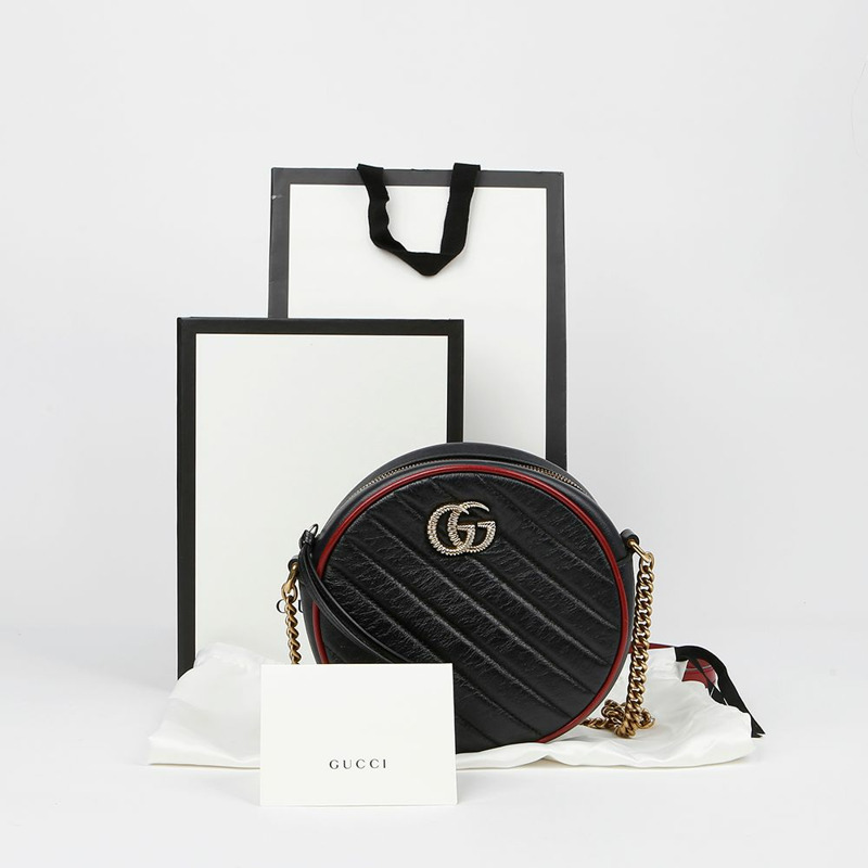 GUCCI GG Marmont 迷你圓形肩斜背包 550154-0