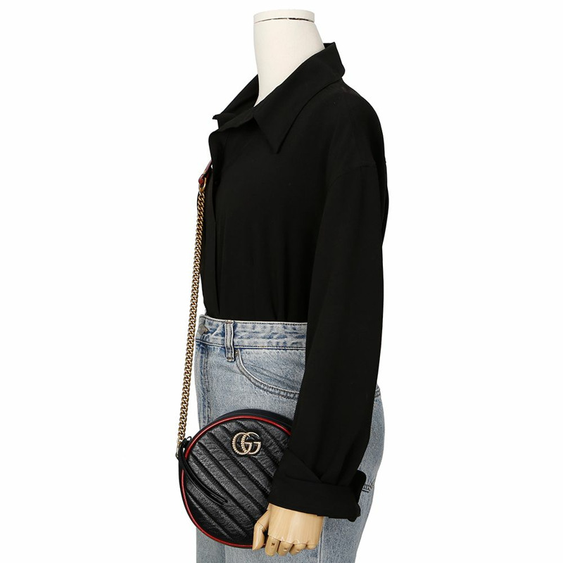 GUCCI GG Marmont 迷你圓形肩斜背包 550154-9