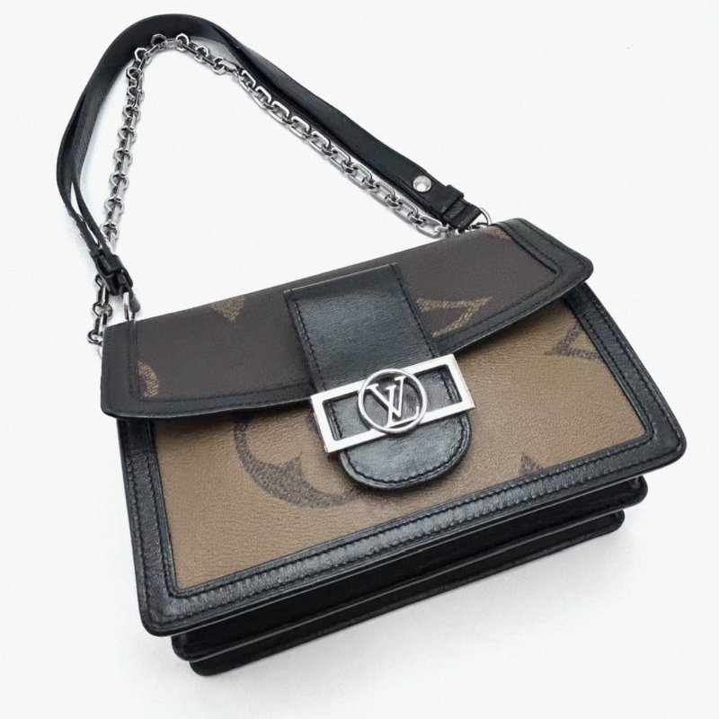 LV 老花拼色Dauphine中號肩背斜背包 24.5*18*11 98新配件塵袋-1