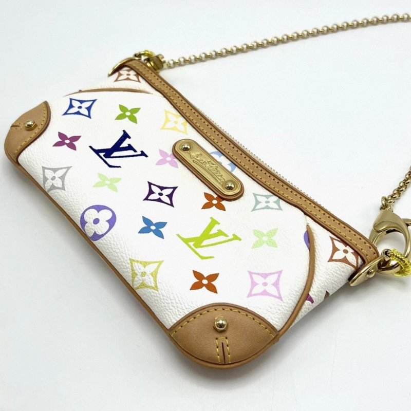 LV 村上隆聯名白三彩麻將包 20*11*1 98新配件塵袋-1