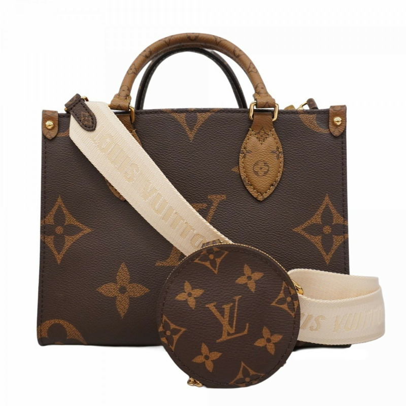 路易威登 Monogram Giant Reverse On-the-Go PM 手提包 M46373 棕色 兩用包 女士-0