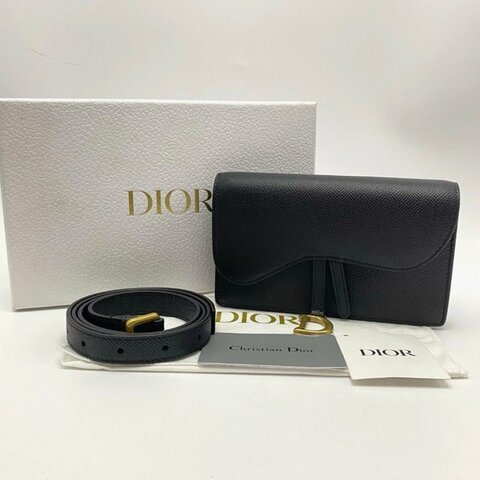 DIOR 黑金牛皮馬鞍肩背斜背腰包17*10.5*3.5 98新配件盒子塵袋吊牌