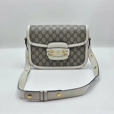 GUCCI 老花中號1955馬鞍包肩背斜背包 25.5*18*6.5 98新配件塵袋