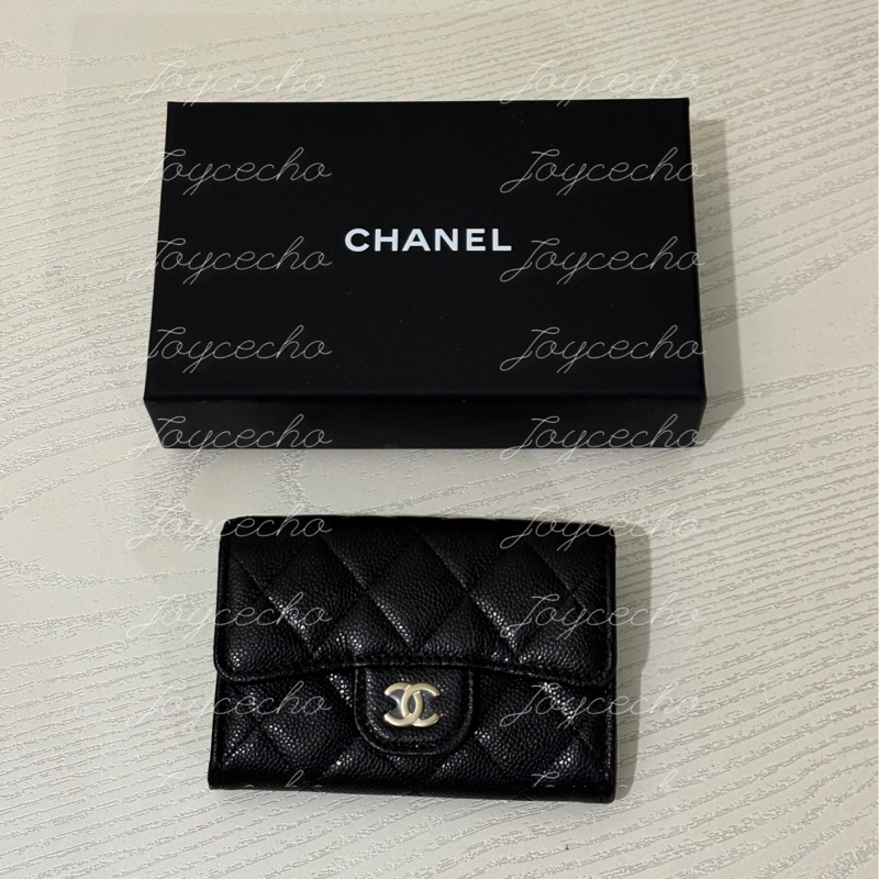 『全新全配』Chanel 香奈兒 新款CF單層拉鍊卡包 黑金單層卡包-0