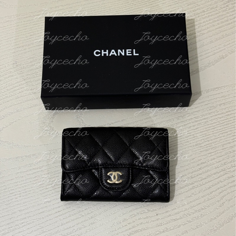 『全新全配』Chanel 香奈兒 新款CF單層拉鍊卡包 黑金單層卡包-1