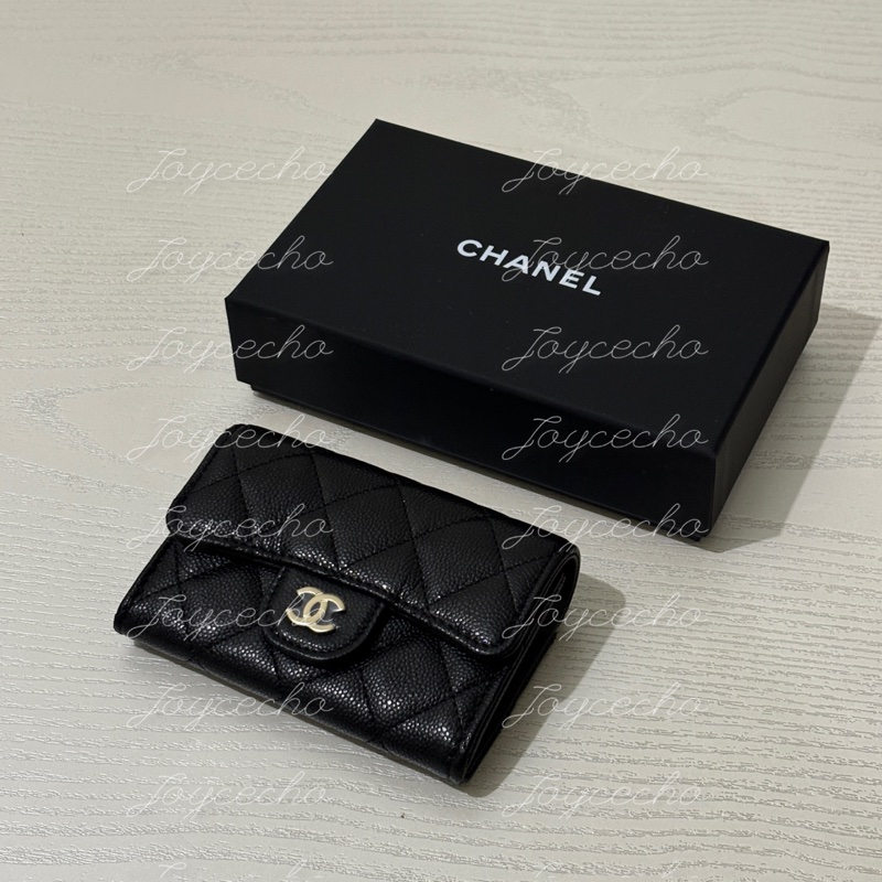 『全新全配』Chanel 香奈兒 新款CF單層拉鍊卡包 黑金單層卡包-2