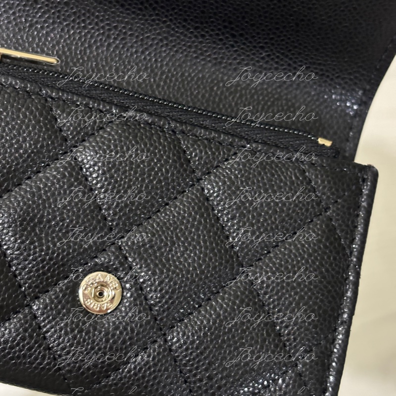 『全新全配』Chanel 香奈兒 新款CF單層拉鍊卡包 黑金單層卡包-8