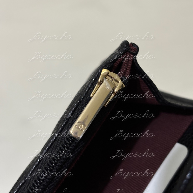 『全新全配』Chanel 香奈兒 新款CF單層拉鍊卡包 黑金單層卡包-10