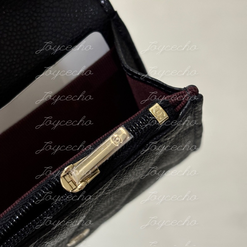 『全新全配』Chanel 香奈兒 新款CF單層拉鍊卡包 黑金單層卡包-11