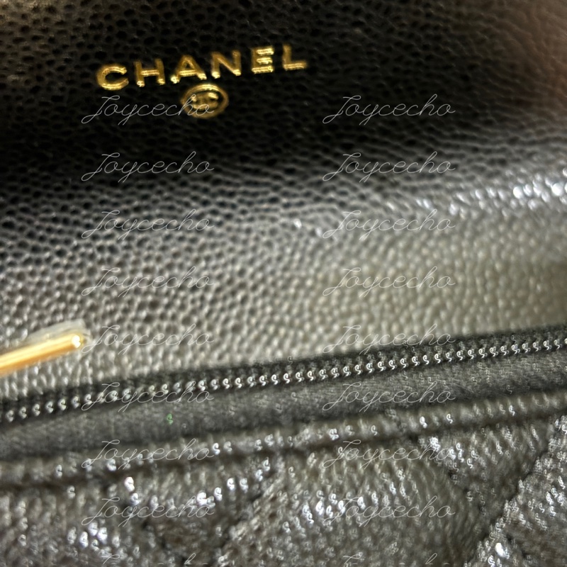 『全新全配』Chanel 香奈兒 新款CF單層拉鍊卡包 黑金單層卡包-14