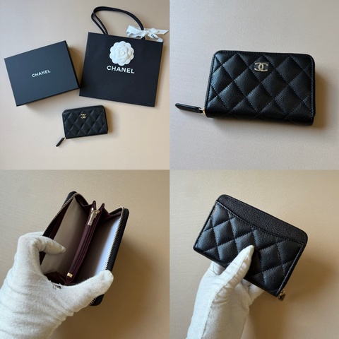 914intheair精品代購『全新全配』Chanel 香奈兒 新款大ㄇ零錢包 黑金牛 短夾