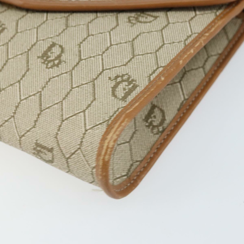 【日本直送】Christian Dior 蜂巢帆布鏈條單肩包 PVC 米色 金色 正品 ep11918-8