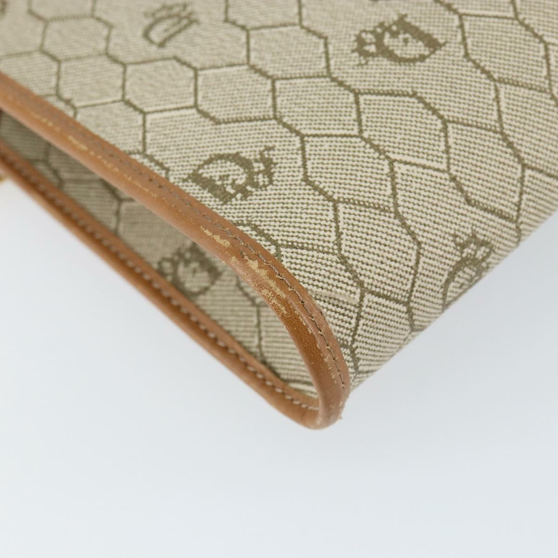 【日本直送】Christian Dior 蜂巢帆布鏈條單肩包 PVC 米色 金色 正品 ep11918-15