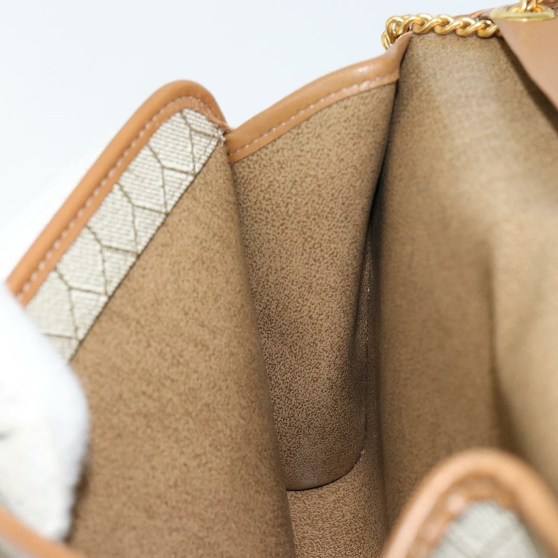 【日本直送】Christian Dior 蜂巢帆布鏈條單肩包 PVC 米色 金色 正品 ep11918-18