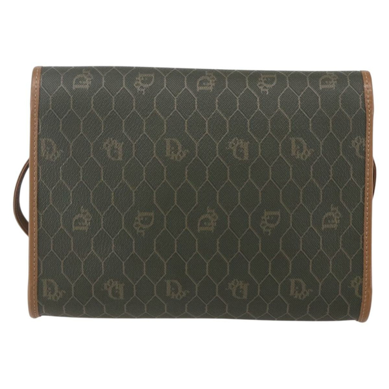 【日本直送】Christian Dior 蜂巢帆布肩背包 PVC 卡其色 金色 正品 ep11695-1