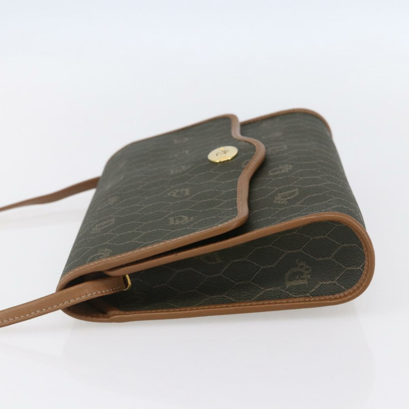 【日本直送】Christian Dior 蜂巢帆布肩背包 PVC 卡其色 金色 正品 ep11695-2