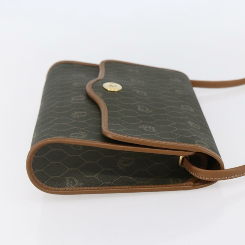 【日本直送】Christian Dior 蜂巢帆布肩背包 PVC 卡其色 金色 正品 ep11695-3