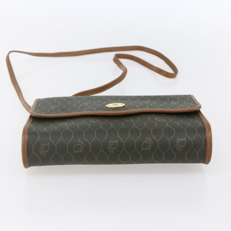 【日本直送】Christian Dior 蜂巢帆布肩背包 PVC 卡其色 金色 正品 ep11695-4